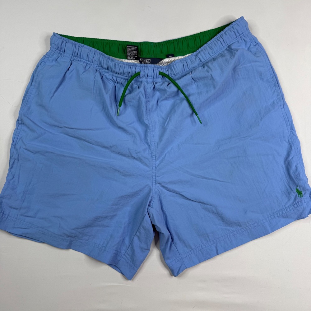 VTG Polo Ralph Lauren Swim Trunks Mens Large Blue Pony Logo‎ Nylon Mesh Lined